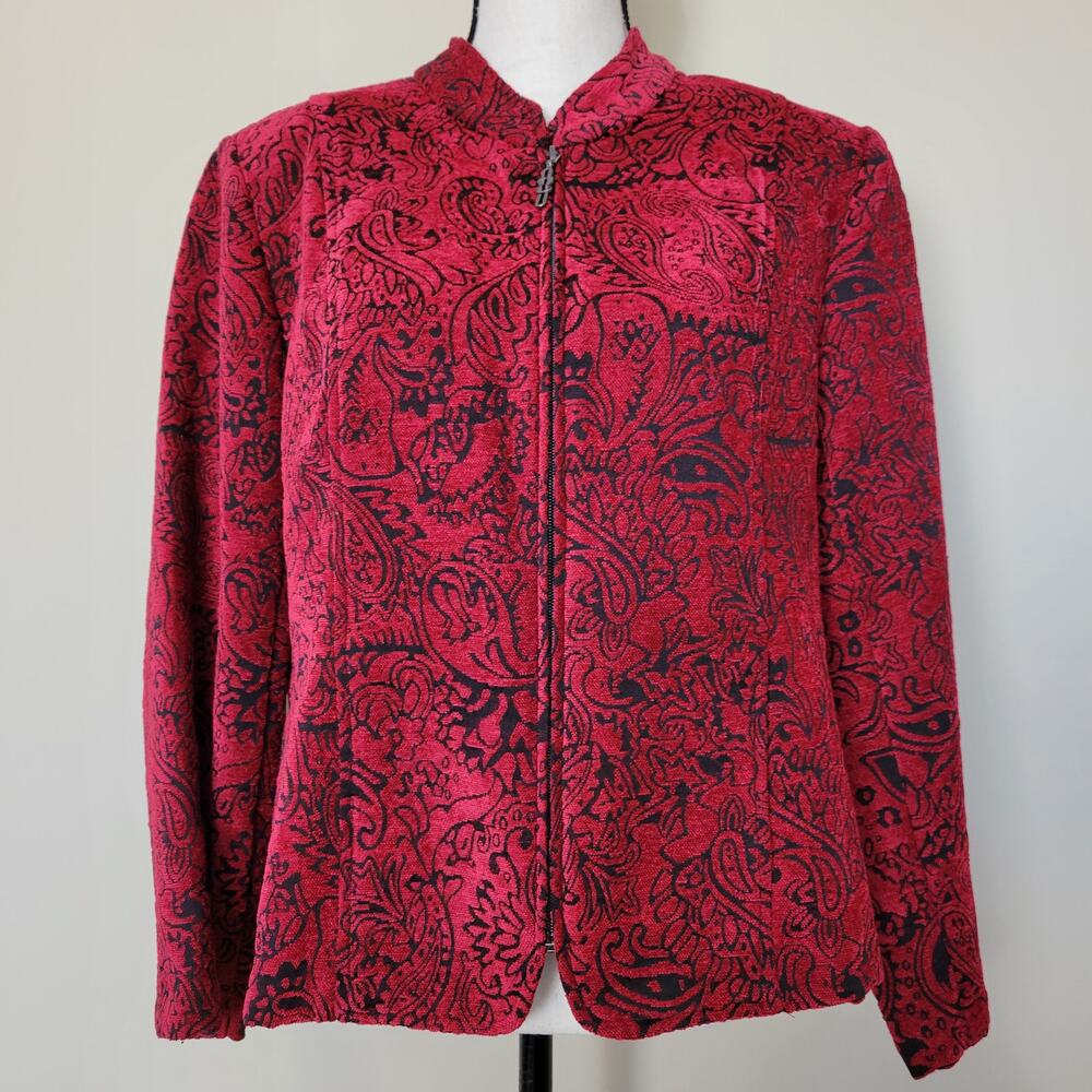 Christopher & Banks PXL Tapestry Jacket Blazer Long Sleeve Full Zip Holiday